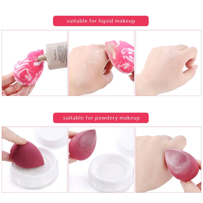 Makeup Sponge Marbling Water-drop Shape Foundation Concealer Sponges Dry and Wet Mix Powder Puffs Cosmetic Puff Makeup Tools
