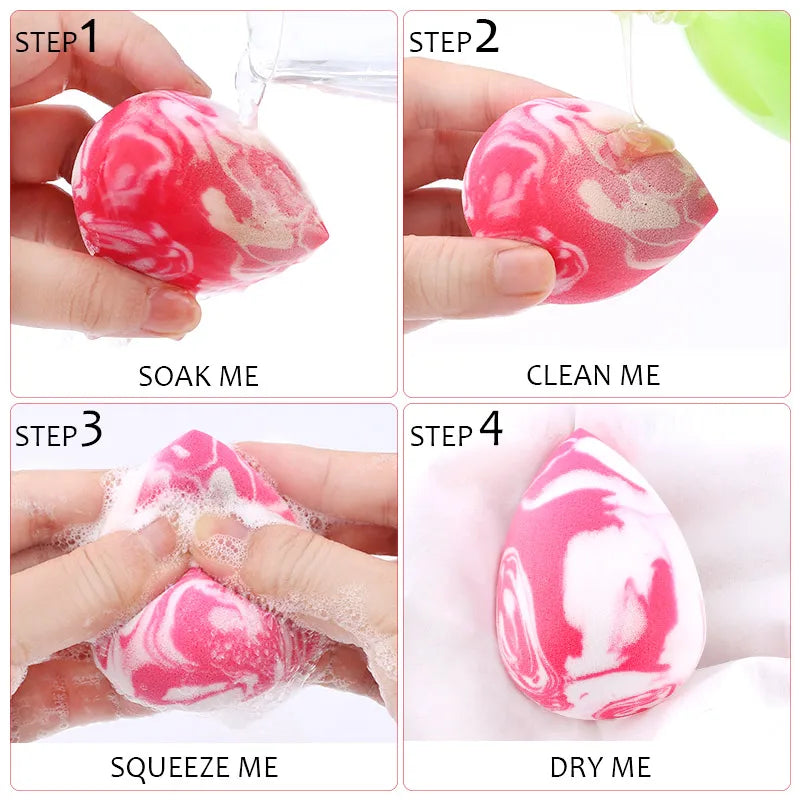 Makeup Sponge Marbling Water-drop Shape Foundation Concealer Sponges Dry and Wet Mix Powder Puffs Cosmetic Puff Makeup Tools