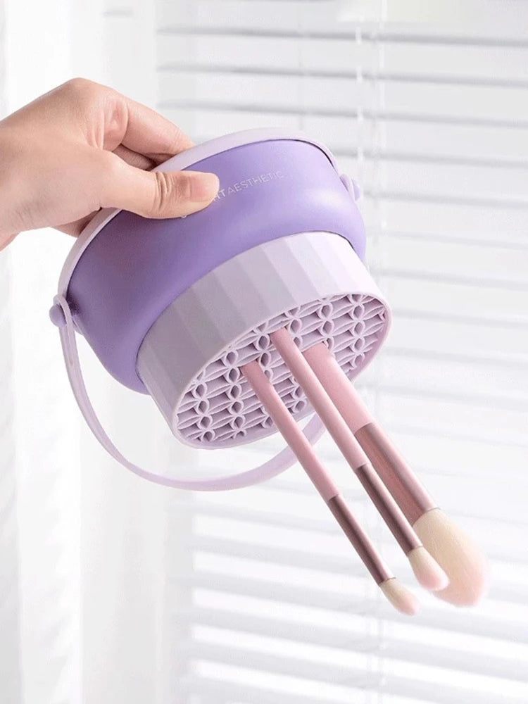 Makeup Brush Cleaning Bucket Washing And Drying Tools Beauty Makeup Powder Puff Cleaning Artifacts Drying Rack Storage Box
