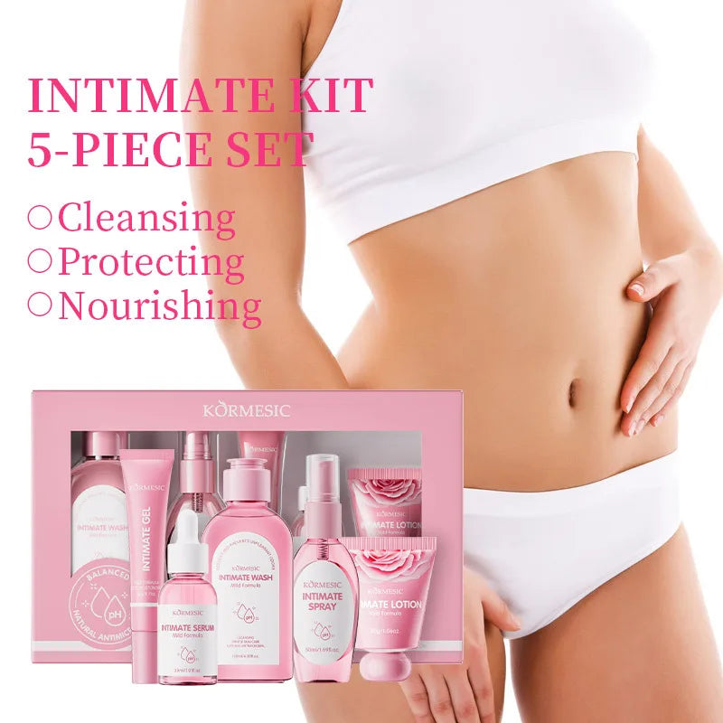 5pcs/set KORMESIC Women's Intimate Care Bundle Daily Skin Routine Set Beautifying Wash Bath Brightening Delicate Smooth Kit