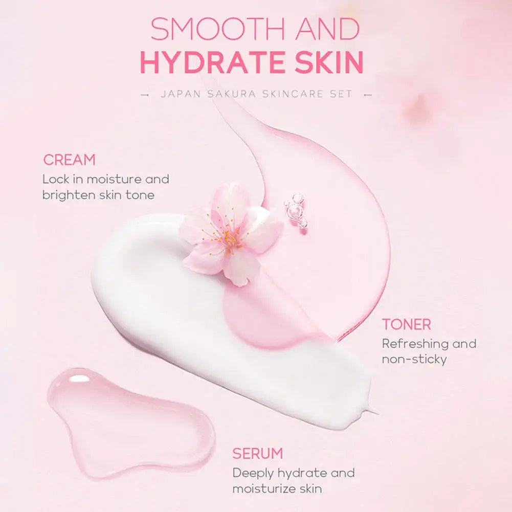 5PCs Facial Skin Care Set Gentle Skin Cleaning Travel Skincare Set For Girls W/ Cleanser Toner Face Serum Cream Eye Cream