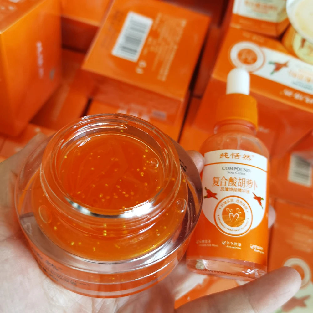 Carrot Facial Skin Care Set Carrot Serum Moisturizing Remove Dryness Fine Lines Whitening Brighten Face Anti-Aging Essence