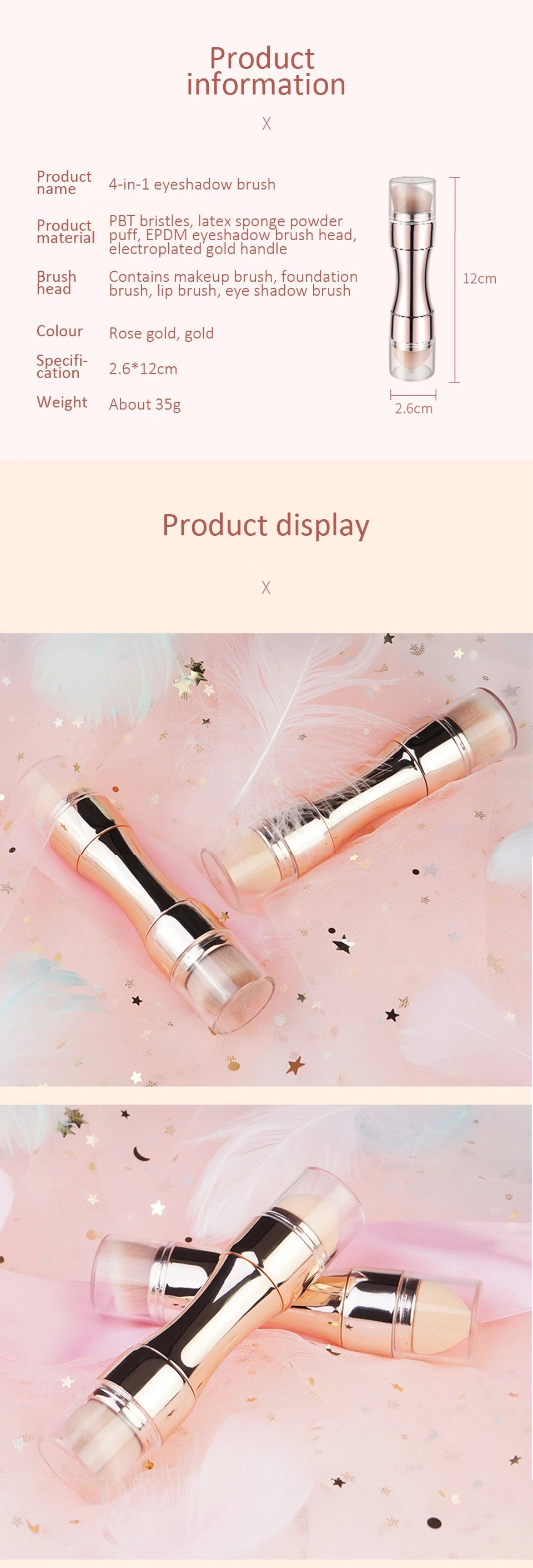 4 in 1 makeup brush set multifunctional eye shadow brush portable foundation brush blush brush lip brush