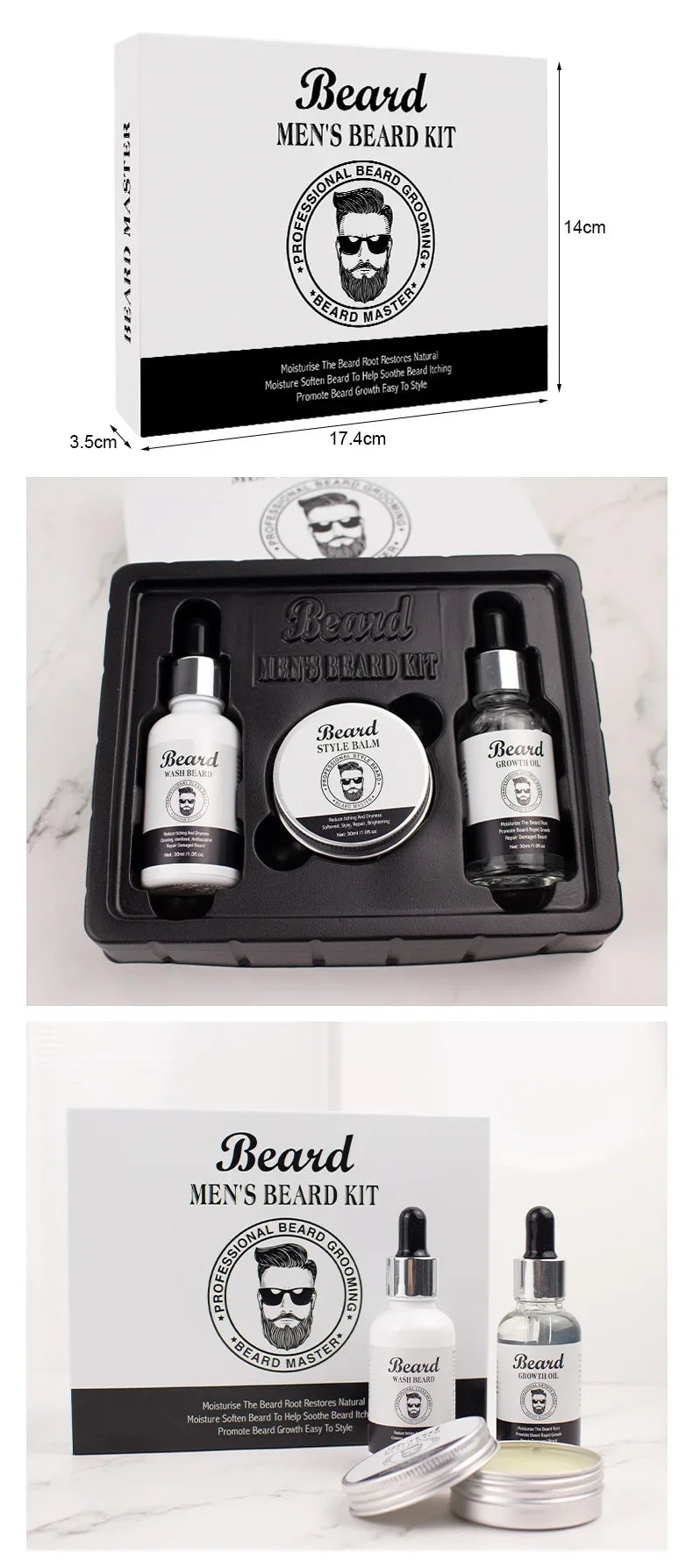 Men's Beard Kit Soft smooth And Easy To Take Care Of Natural Oils Brighten And Nourish Promote Growth Relieve Itching Of Beard