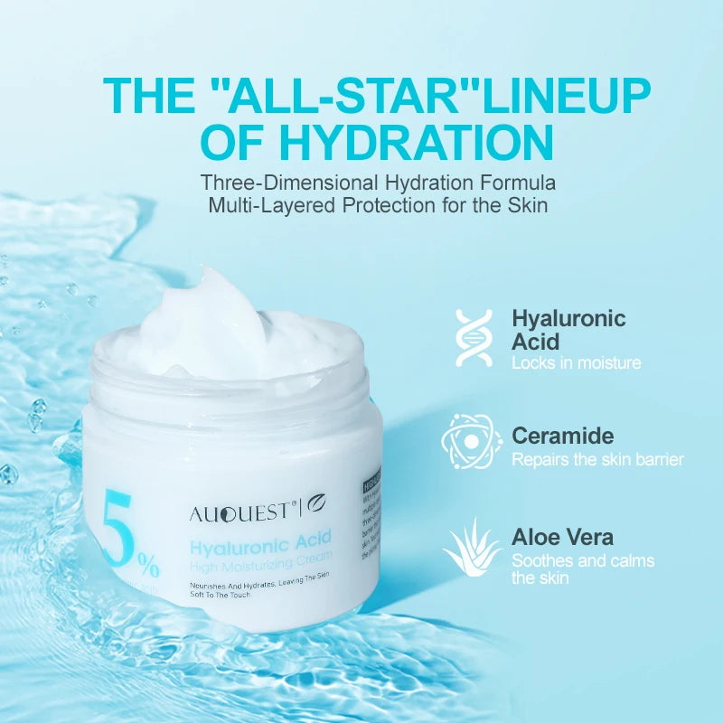 Hyaluronic Acid Face Serum & Cream Skin Care Set Deep Nourishing Lasting Moisturising Anti Dry Facial Skincare Cosmetics Kit