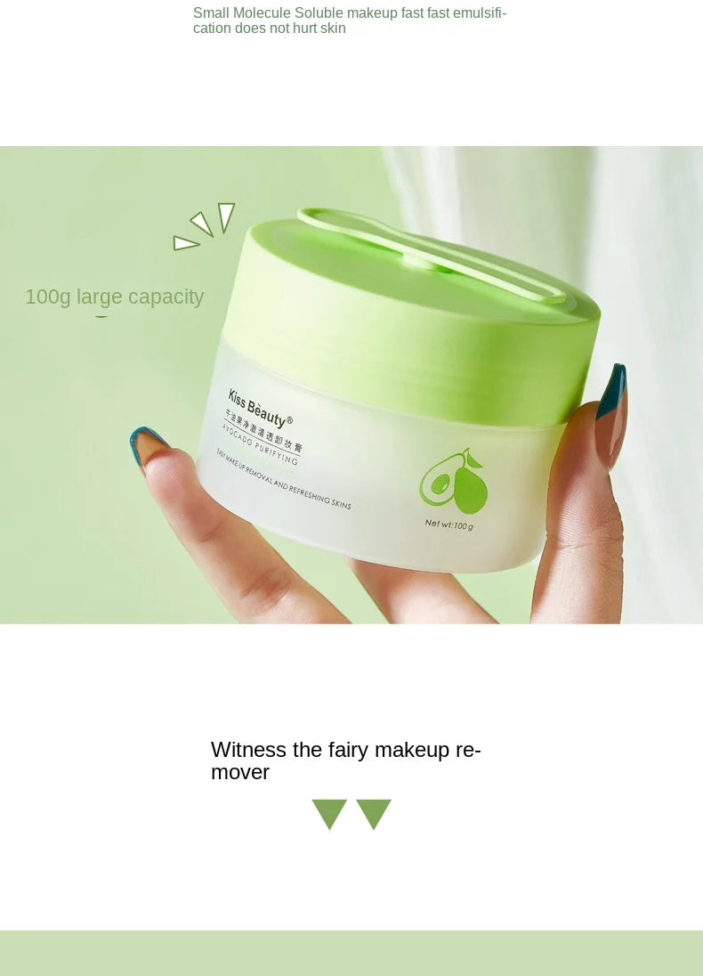 Kiss Beauty Korean Skincare Avocado Cleansing Balm Remove Blackheads Gentle Deep Cleansing Cleansing Oil 100G