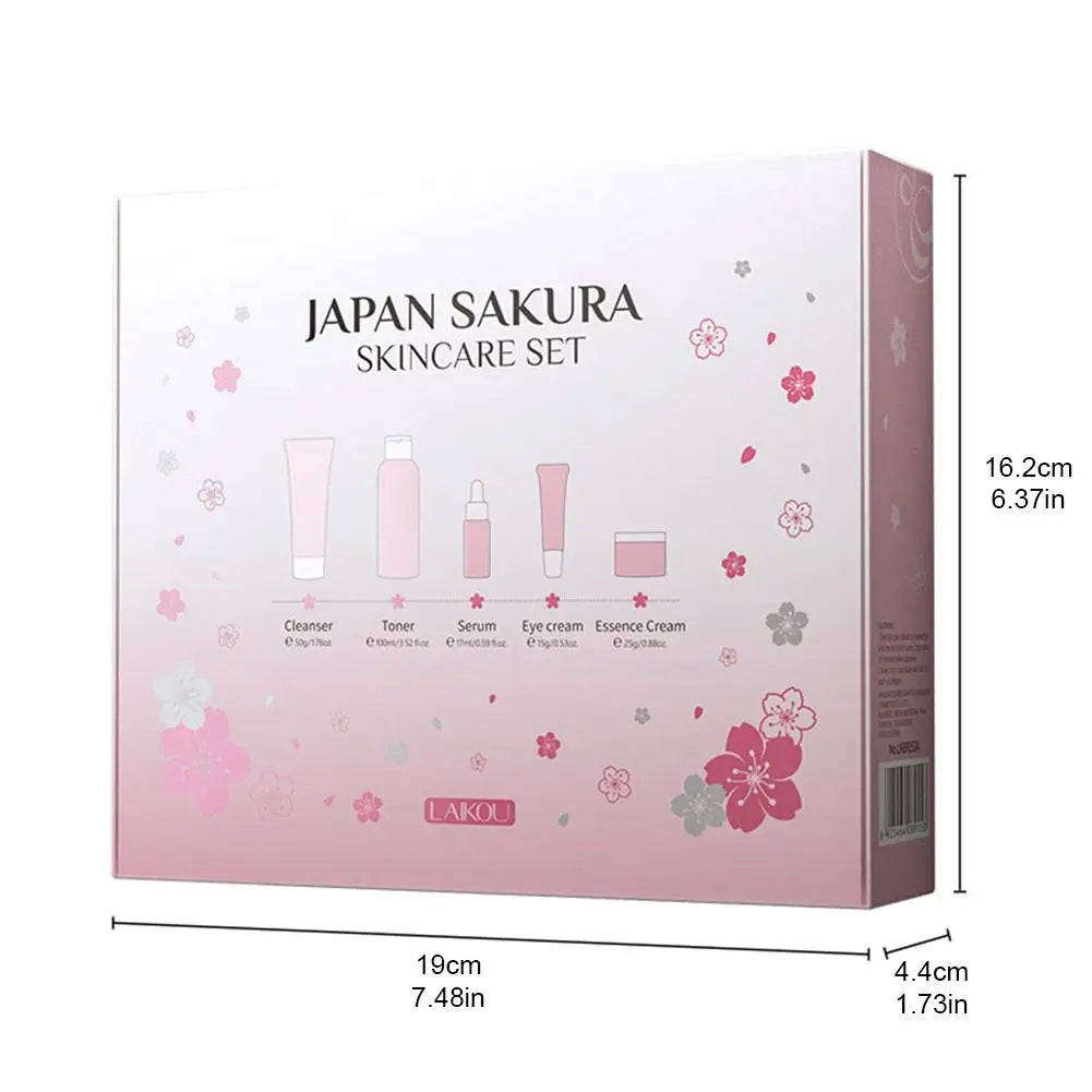5PCs Facial Skin Care Set Gentle Skin Cleaning Travel Skincare Set For Girls W/ Cleanser Toner Face Serum Cream Eye Cream