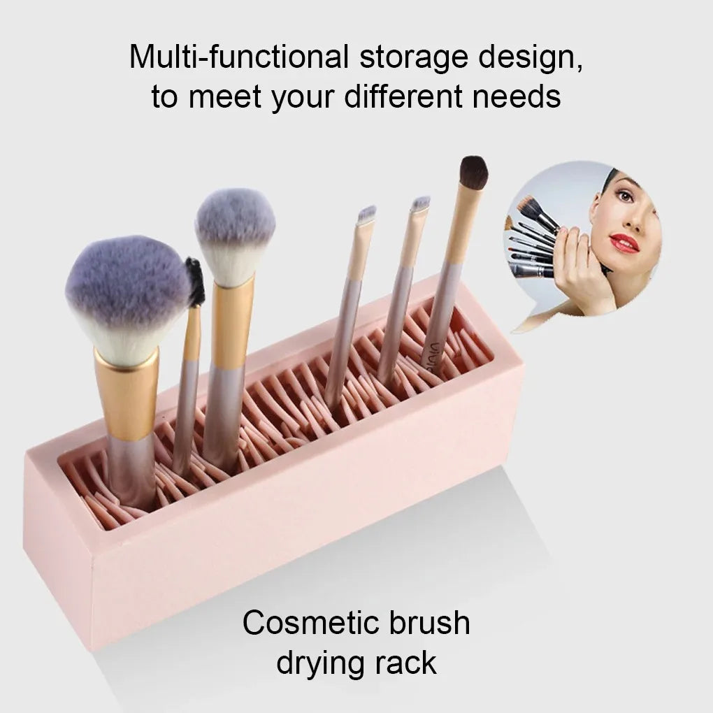Makeup Brushes Holder Silicone Storage Rack for Cosmetic Tools Desktop Makup Brush Holder Organizer Rack，gift