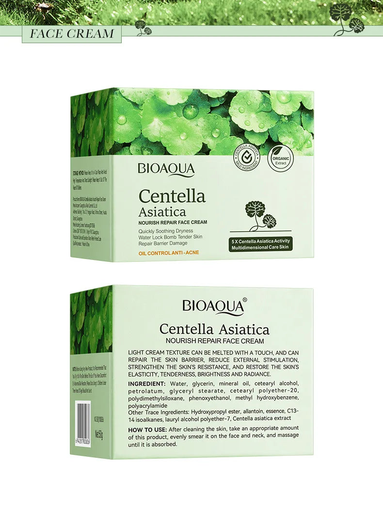 BIOAQUA Centella Asiatica Face Cream skincare Moisturizing Nourishing Firming Facial Cream Skin Care for Beauty