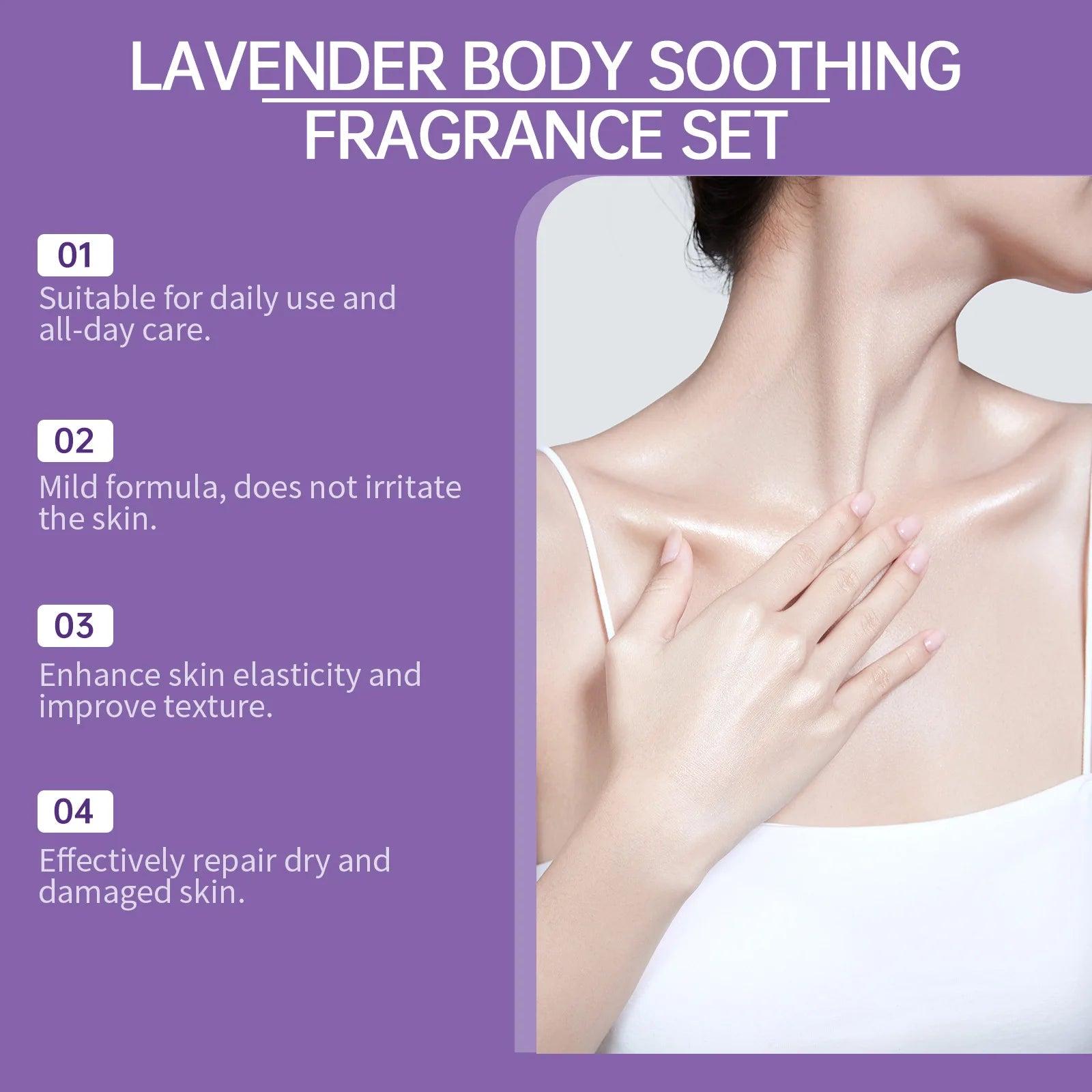 Eelhoe Lavender Body Care Set Keep Freshing Lasting Fragrance Deep Clean Reduce Dry Removing Exfoliate Skin Moisturizing Product