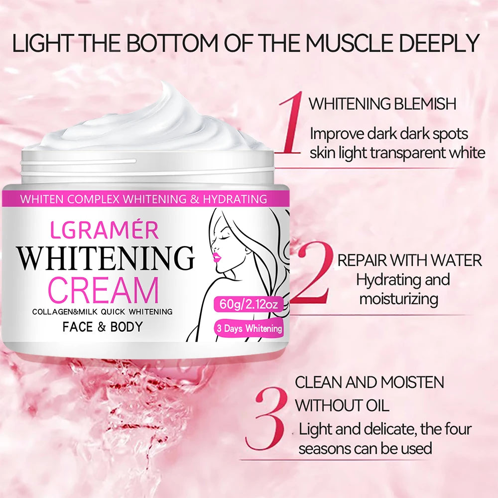 Whitening Face Cream Body Armpit Leg Knee Elbow Lighten Dark Spots Brighten Skin Tone Moisturizing Care Health Beauty Skin Care