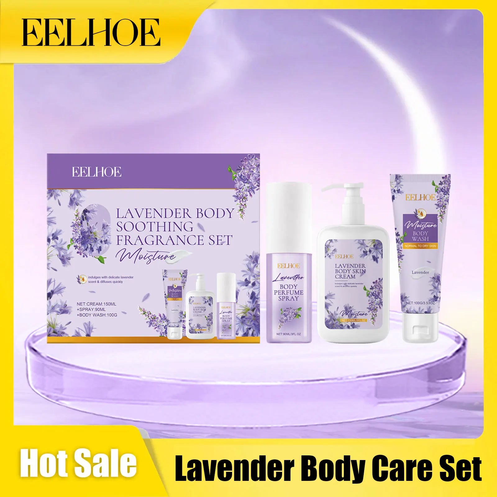 Eelhoe Lavender Body Care Set Keep Freshing Lasting Fragrance Deep Clean Reduce Dry Removing Exfoliate Skin Moisturizing Product