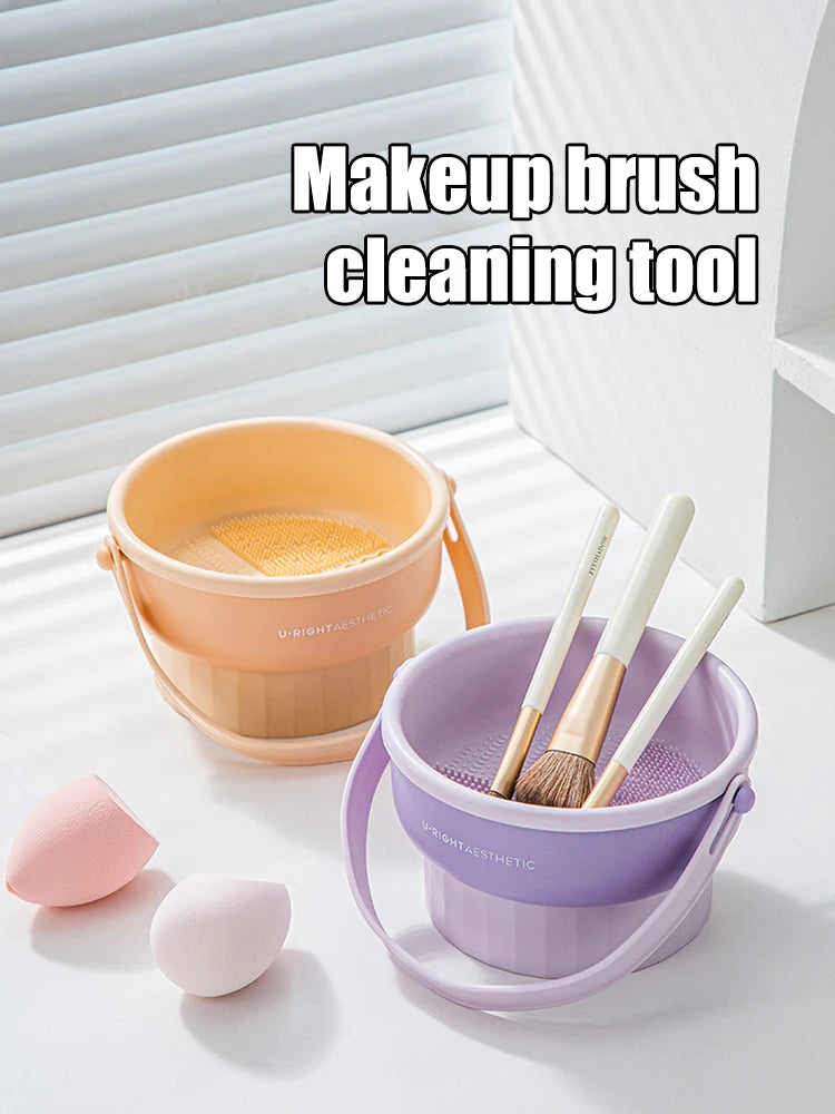 Makeup Brush Cleaning Bucket Washing And Drying Tools Beauty Makeup Powder Puff Cleaning Artifacts Drying Rack Storage Box