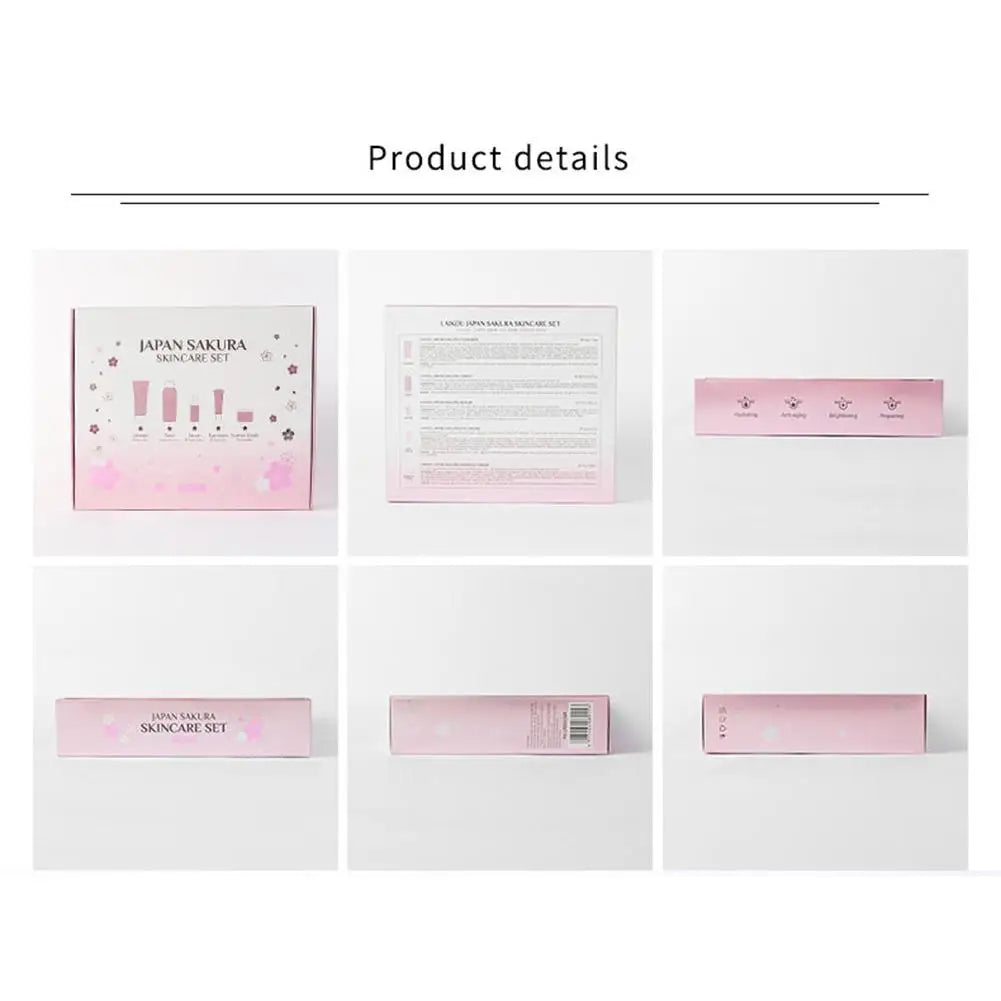 5PCs Facial Skin Care Set Gentle Skin Cleaning Travel Skincare Set For Girls W/ Cleanser Toner Face Serum Cream Eye Cream
