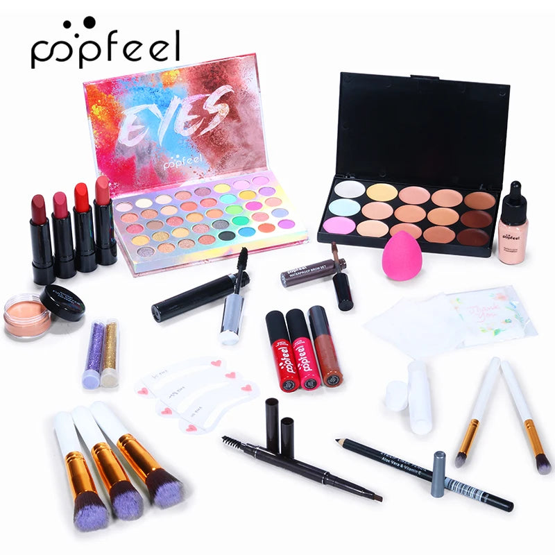 POPFEEL All-in-One Makeup Set for Women - Essential Makeup Kit for Teens and Girls, Featuring Foundation, Eyeshadow Palette。
