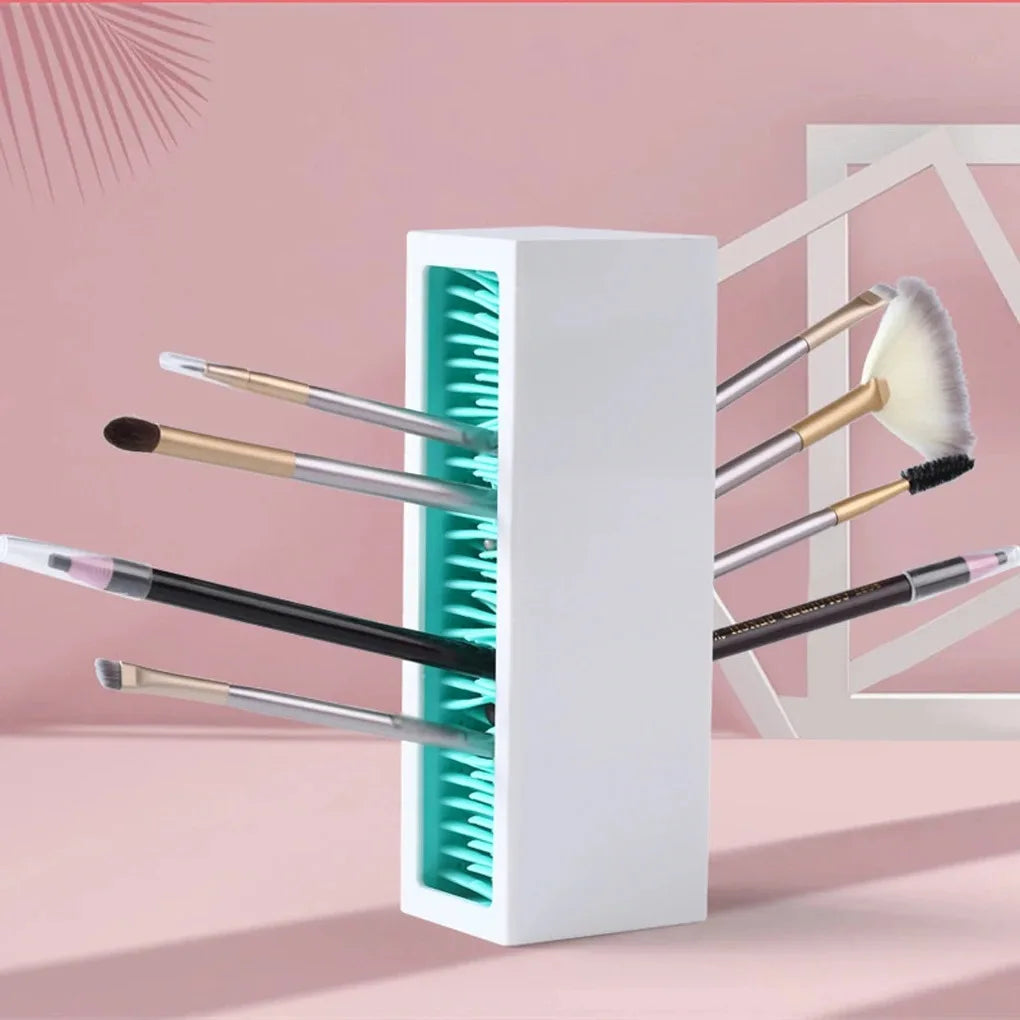 Makeup Brushes Holder Silicone Storage Rack for Cosmetic Tools Desktop Makup Brush Holder Organizer Rack，gift