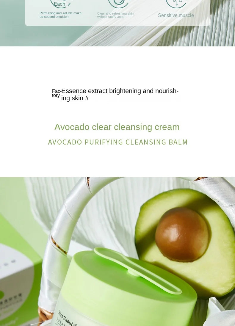 Kiss Beauty Korean Skincare Avocado Cleansing Balm Remove Blackheads Gentle Deep Cleansing Cleansing Oil 100G