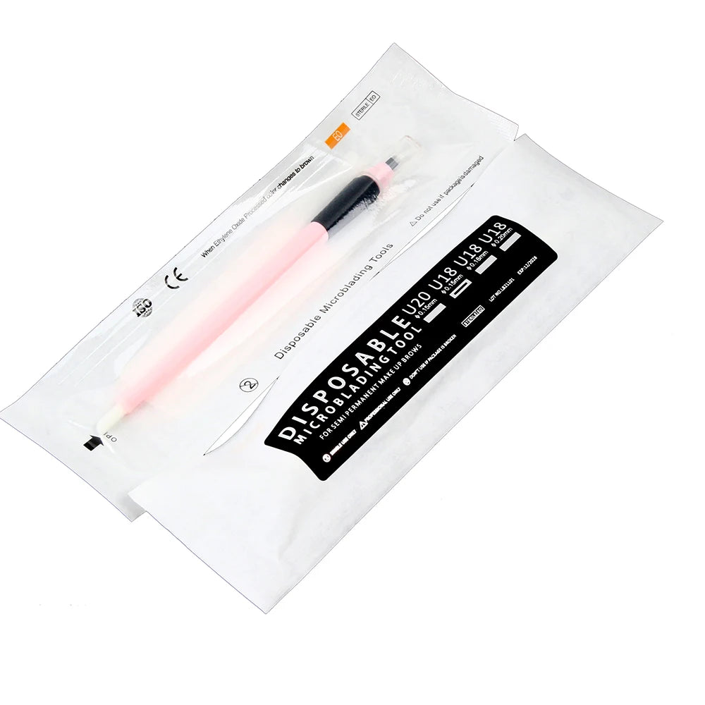 10PCS/BOX Sterile Disposable Microblading Pen U Shape Blade 18 Pins 0.15/0.18MM Permanent Makup Eyebrow Liner Tattoo Pen