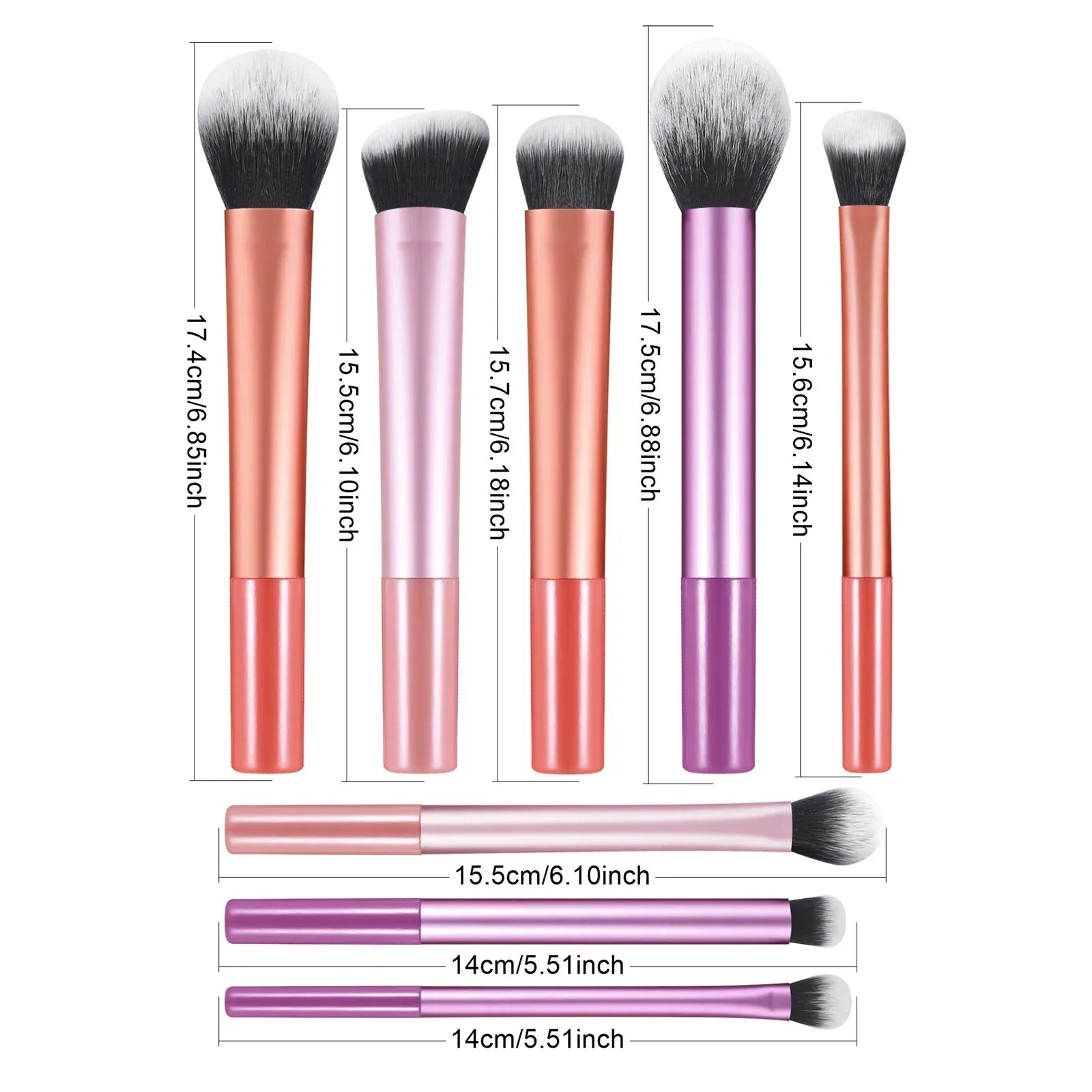 Makeup Brush Set Pro Easy to Clean, - Soft, Premium Synthetic Hair, Cruelty-Free, Foundation, Blush, Eyeshadow, Cosmetic