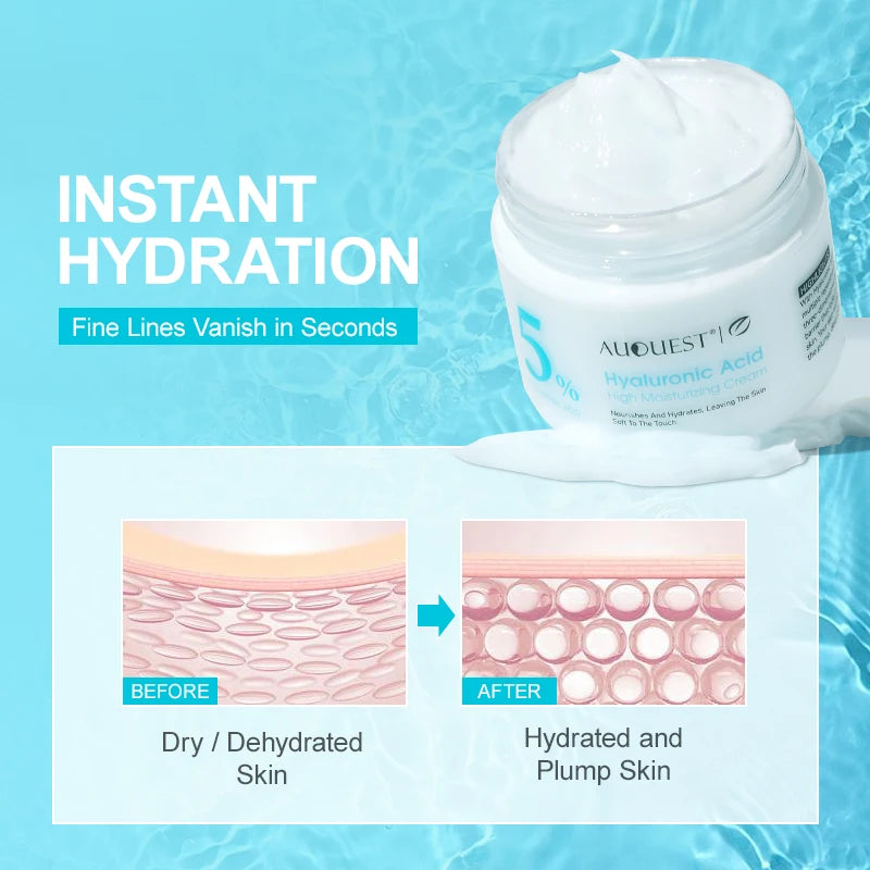 Hyaluronic Acid Face Serum & Cream Skin Care Set Deep Nourishing Lasting Moisturising Anti Dry Facial Skincare Cosmetics Kit