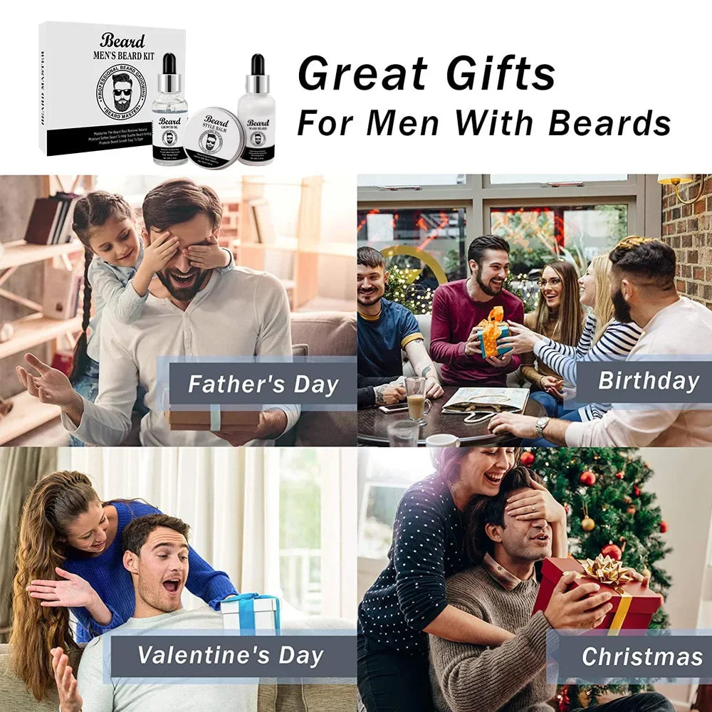 Men's Beard Kit Soft smooth And Easy To Take Care Of Natural Oils Brighten And Nourish Promote Growth Relieve Itching Of Beard