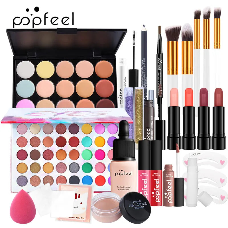 POPFEEL All-in-One Makeup Set for Women - Essential Makeup Kit for Teens and Girls, Featuring Foundation, Eyeshadow Palette。