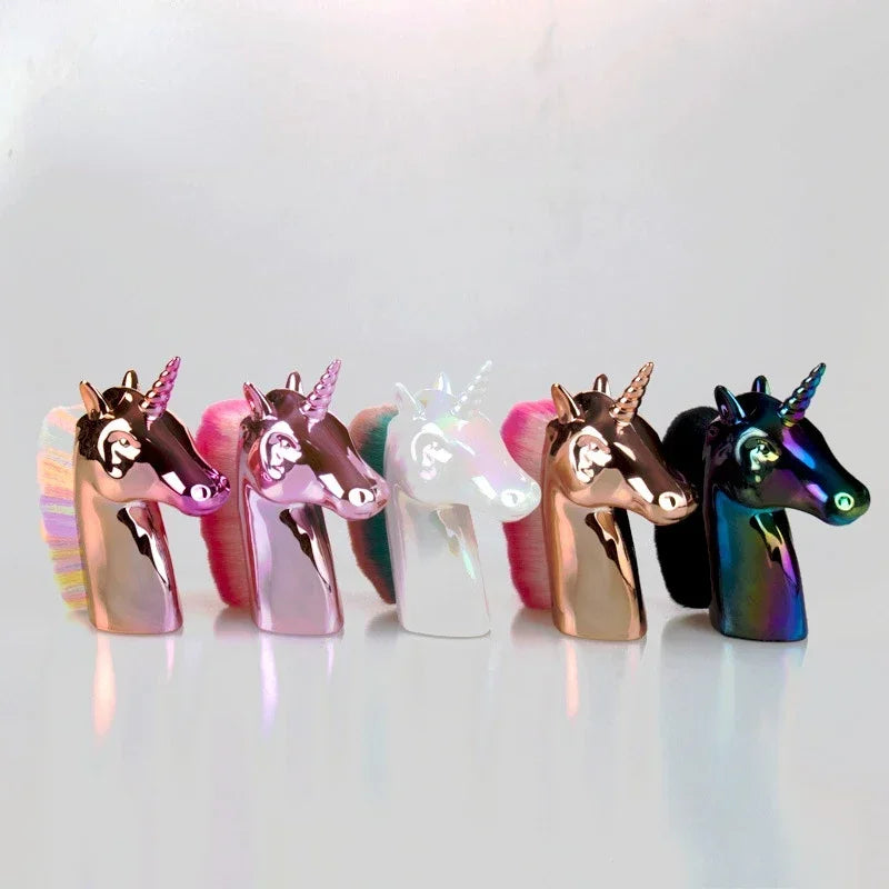 Cute Cartoon Unicorn Nail Art Makeup Brushes Synthetic Hair Blush Woman Makeup Brush Face Powder Foundation Cosmetic Makeup Tool
