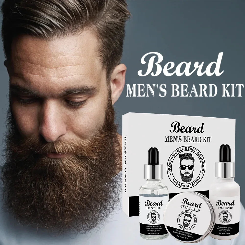 Men's Beard Kit Soft smooth And Easy To Take Care Of Natural Oils Brighten And Nourish Promote Growth Relieve Itching Of Beard
