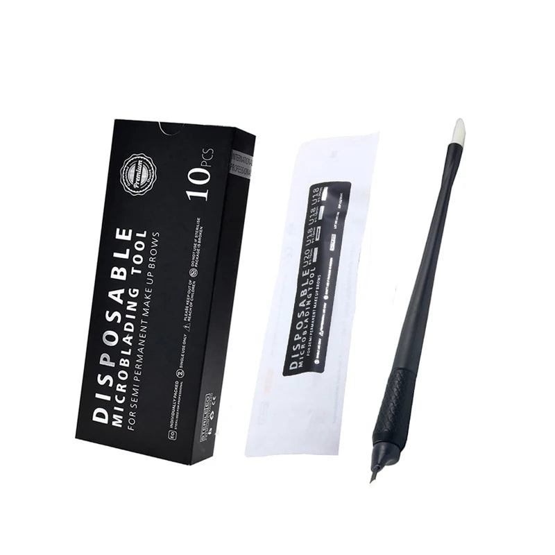 10PCS/BOX Sterile Disposable Microblading Pen U Shape Blade 18 Pins 0.15/0.18MM Permanent Makup Eyebrow Liner Tattoo Pen