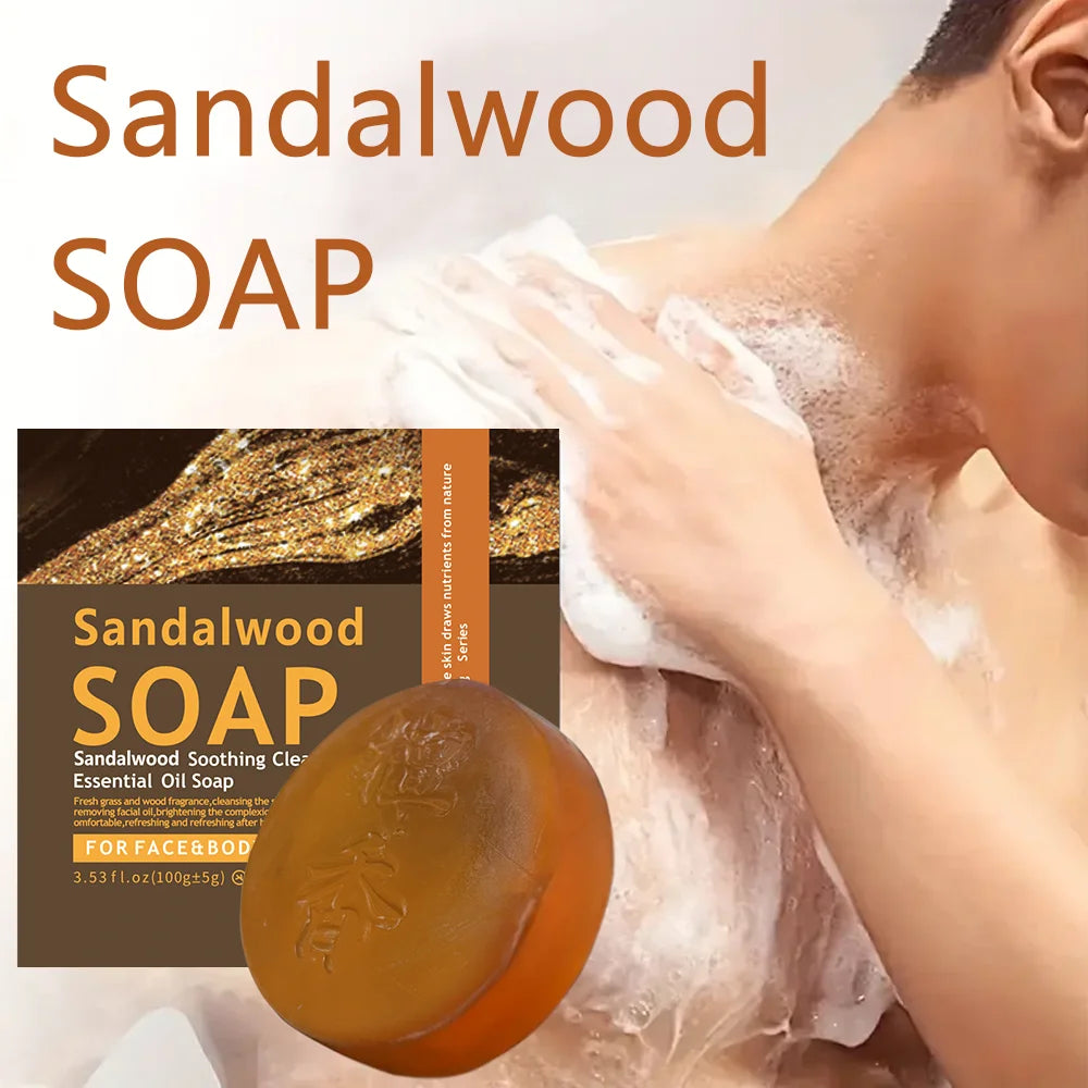 Handmade whitening soap skin care deep cleansing moisturizing cleansing essential oil mild soap brightens skin sandalwood soap