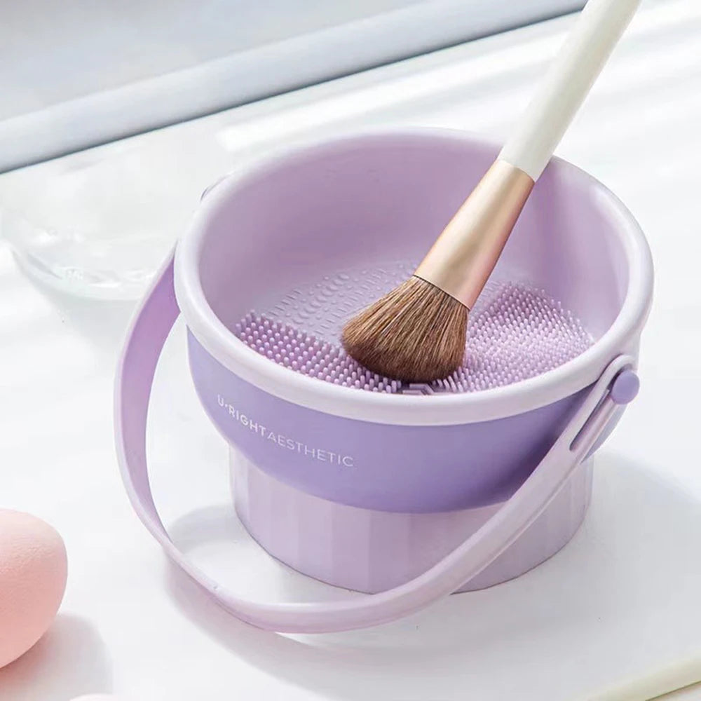 Makeup Brush Cleaning Bucket Washing And Drying Tools Beauty Makeup Powder Puff Cleaning Artifacts Drying Rack Storage Box