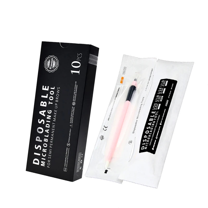 10PCS/BOX Sterile Disposable Microblading Pen U Shape Blade 18 Pins 0.15/0.18MM Permanent Makup Eyebrow Liner Tattoo Pen