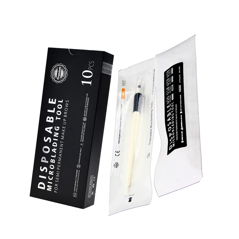 10PCS/BOX Sterile Disposable Microblading Pen U Shape Blade 18 Pins 0.15/0.18MM Permanent Makup Eyebrow Liner Tattoo Pen