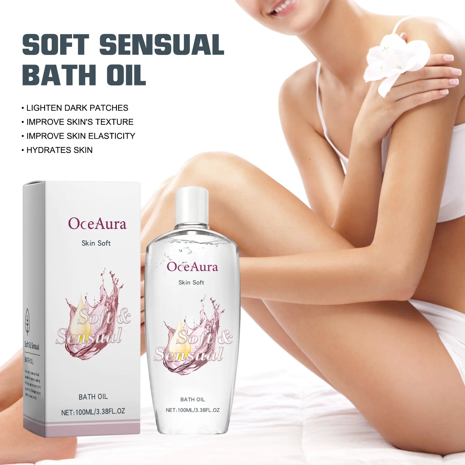 OceAura Body Moisturizing Oil 3.38 Oz Deep Care Skincare for Dry Skin Autumn Winter Moisturizes And Brightens the Skin