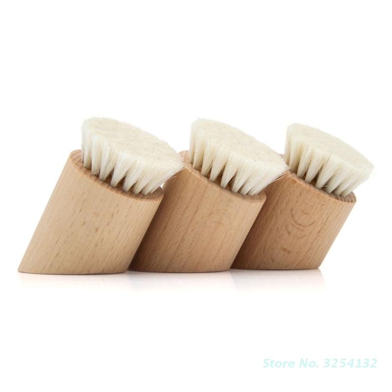 Wood Handle Facial Cleaning Brush Deep Clean Manual Soft Face Massager Skin Pore Clean Brush Face Care Brush Beauty Tool