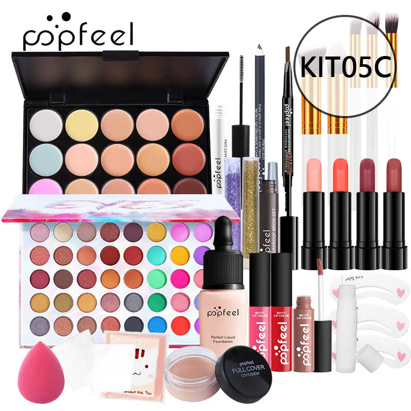POPFEEL All-in-One Makeup Set for Women - Essential Makeup Kit for Teens and Girls, Featuring Foundation, Eyeshadow Palette。