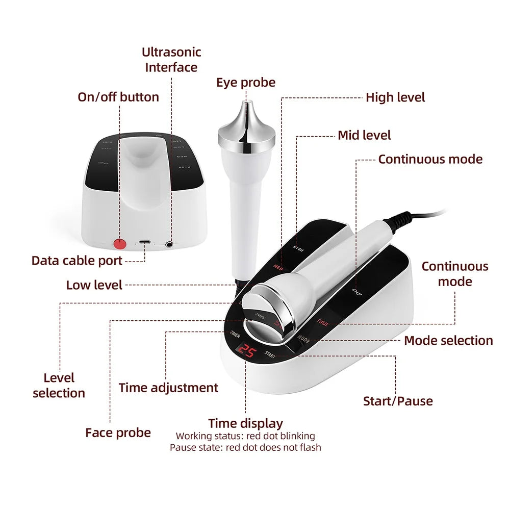 Ultrasound Skin Care Beauty Machine Skin Anti Aging High Frequency Face Eye Massager Ultrasonic Beauty Women SPA Device