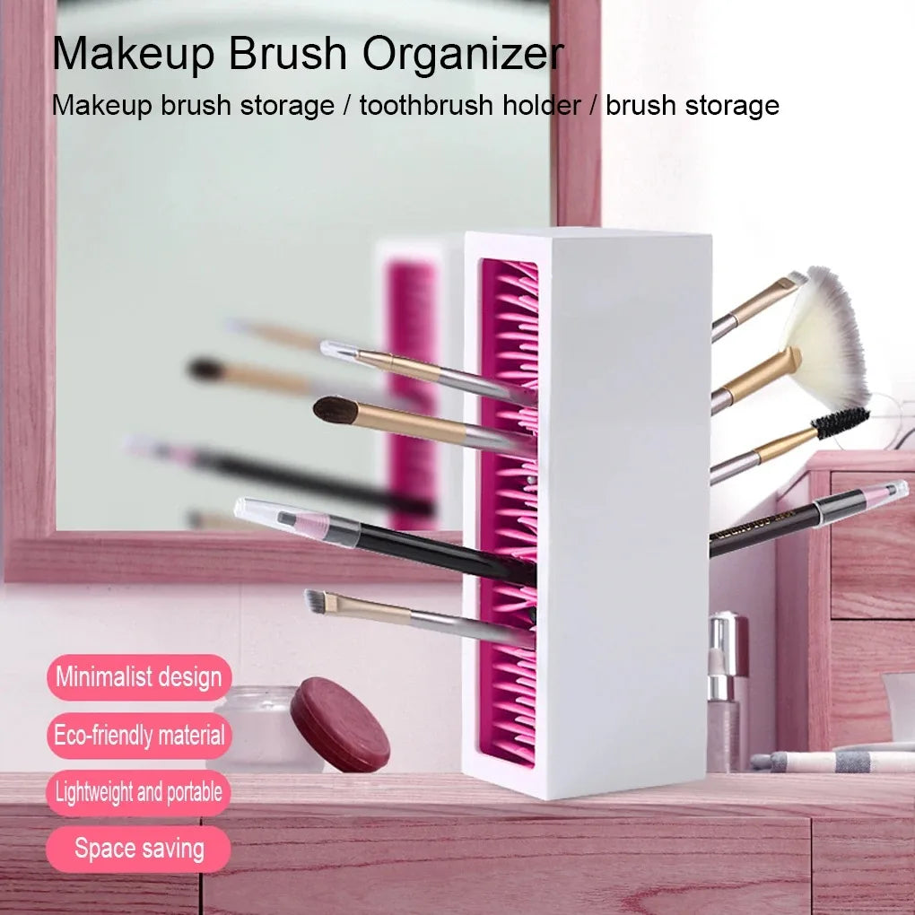 Makeup Brushes Holder Silicone Storage Rack for Cosmetic Tools Desktop Makup Brush Holder Organizer Rack，gift