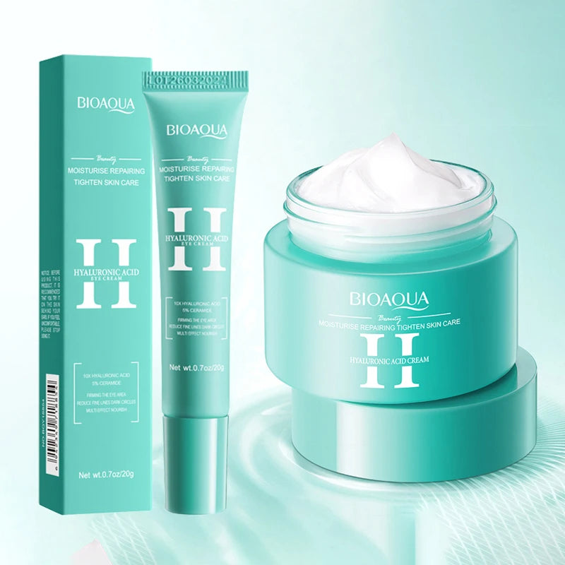 2pcs/kit BIOAQUA Hyaluronic Acid Skin Care Sets Face Eye Cream Moisturizing Hydrating Firming Facial Eyes Creams Face Skin Care