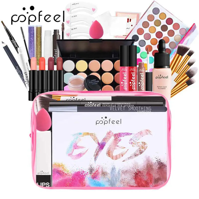 POPFEEL All-in-One Makeup Set for Women - Essential Makeup Kit for Teens and Girls, Featuring Foundation, Eyeshadow Palette。