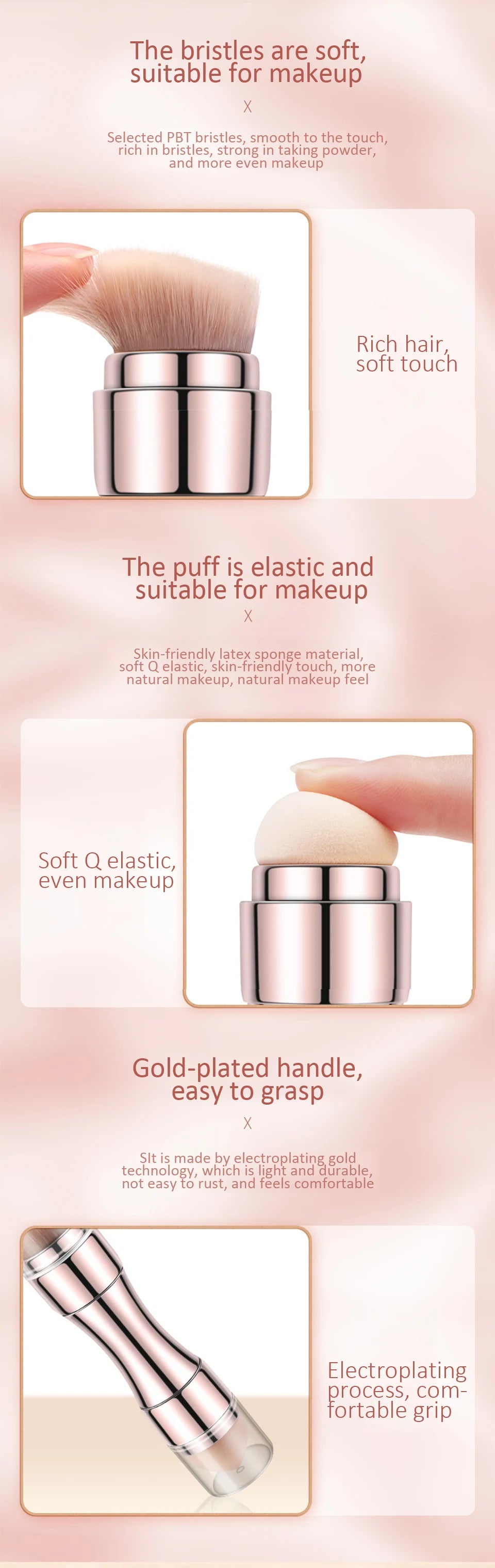 4 in 1 makeup brush set multifunctional eye shadow brush portable foundation brush blush brush lip brush