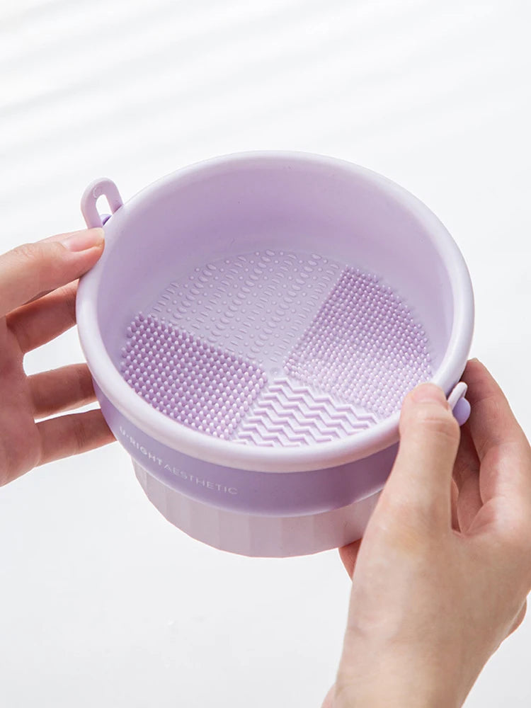 Makeup Brush Cleaning Bucket Washing And Drying Tools Beauty Makeup Powder Puff Cleaning Artifacts Drying Rack Storage Box