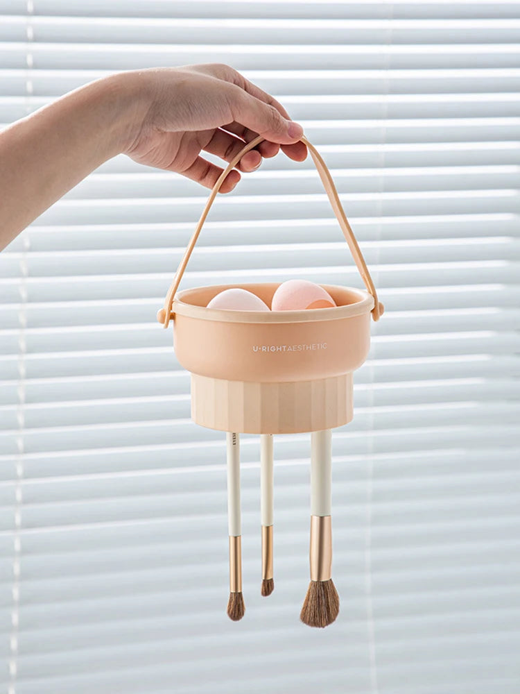 Makeup Brush Cleaning Bucket Washing And Drying Tools Beauty Makeup Powder Puff Cleaning Artifacts Drying Rack Storage Box